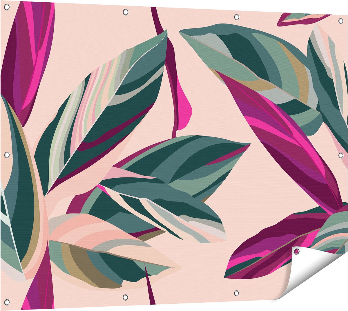 Gards Tuinposter Bloem Bladeren - Bloemen - Abstract - 120x90 cm - Tuindoek - Tuindecoratie - Wanddecoratie buiten - Tuinschilderij Multikleur