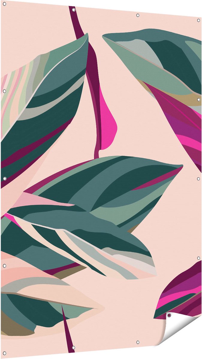 Gards Tuinposter Bloem Bladeren - Bloemen - Abstract - 120x180 cm - Tuindoek - Tuindecoratie - Wanddecoratie buiten - Tuinschilderij Multikleur