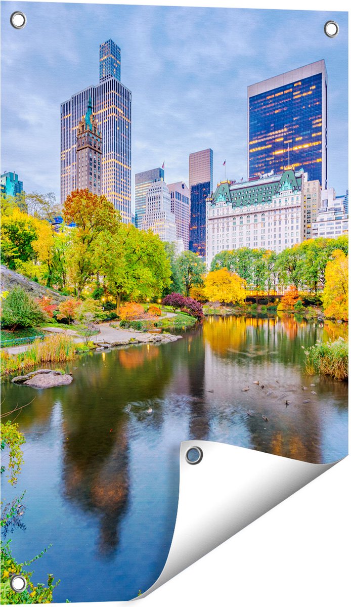 Gards Tuinposter Kleurrijke Central Park tijdens de Herfst - 40x60 cm - Tuindoek - Tuindecoratie - Wanddecoratie buiten - Tuinschilderij Multikleur