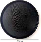 MIRO® Houten Dienblad Rond - Decoratieve Dienbladen - Serveerblad - Sierblad - 33 CM - Zwart