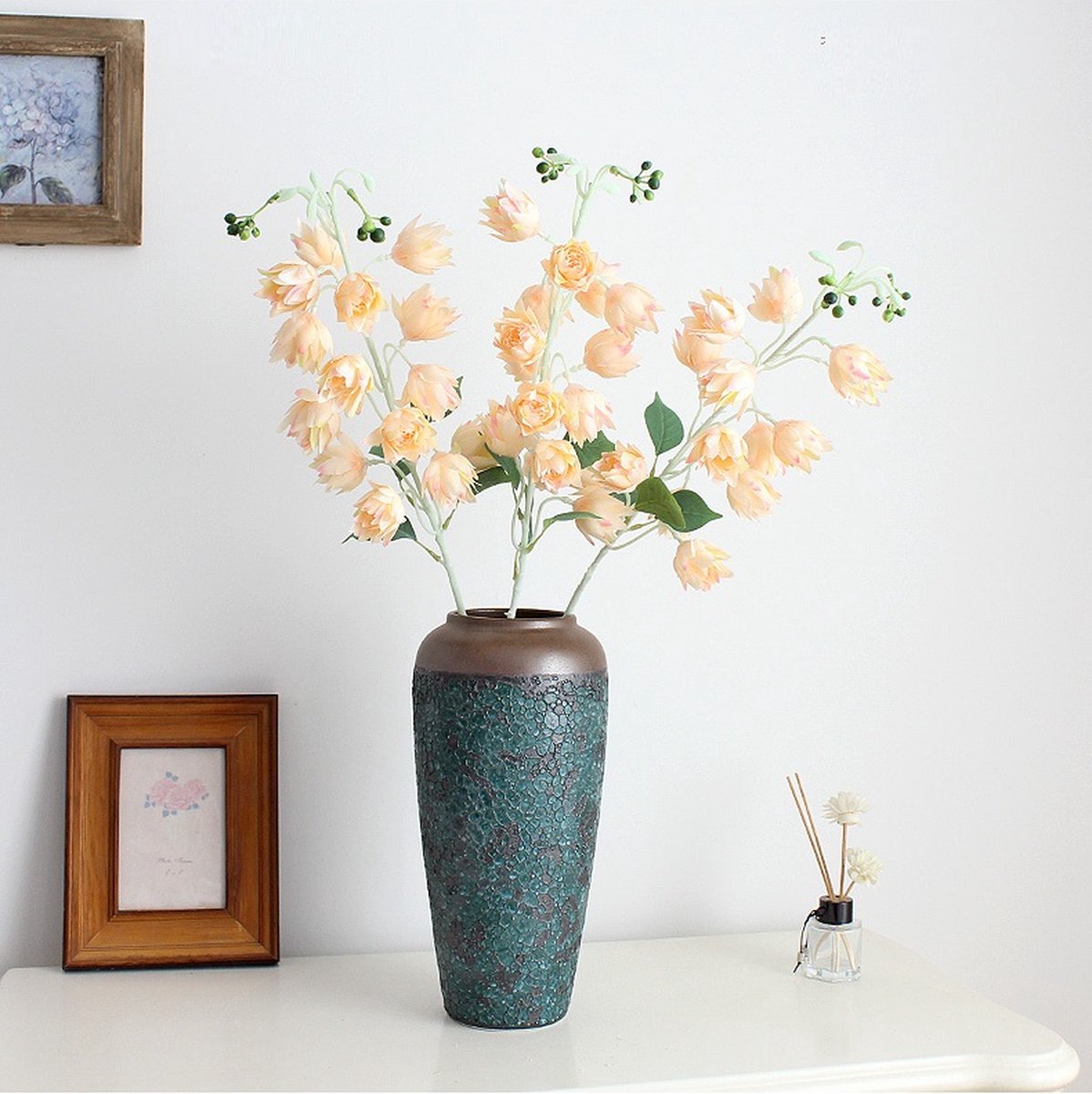 Zijden Boeket Appel Bladeren Boeket - 90cm hoog - 7 stelen - doe-het-zelf boeket - DIY