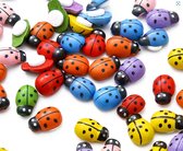decoratie figuurtjes Lieveheersbeestjes - diverse kleuren - 20 stuks 1cm - hout stickers