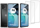 Geschikt voor Motorola Moto G72 Hoesje + 2x Screenprotector – Gehard Glas Cover + Shock Proof Case – Transparant