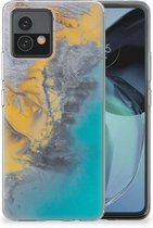 Leuk Hoesje Motorola Moto G72 Telefoonhoesje Marble Blue Gold