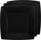 Santex feest gebak/taart bordjes vierkant - zwart - 10x stuks - karton - 18 x 18 cm