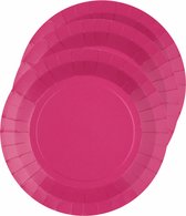 Santex feest bordjes rond - fuchsia roze - 10x stuks - karton - 22 cm