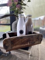 Decoratie-set steenmal /  glazen fles badzout en showergel / geometrisch hart van hout /	moederdag / moederdag cadeautje / mama / verjaardag / cadeau / geschenkset