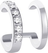Fake Helix Zilver - Dubbel - Diamantjes - Nep Piercing - Klem Oorbel Oorpiercing - Nep Helix - Ringetje Zilver - Metaal