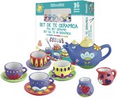 Speelgoedservies om te Schilderen - Tachan - Theeservies Porcelein - Inclusief 12 Kleuren Verf