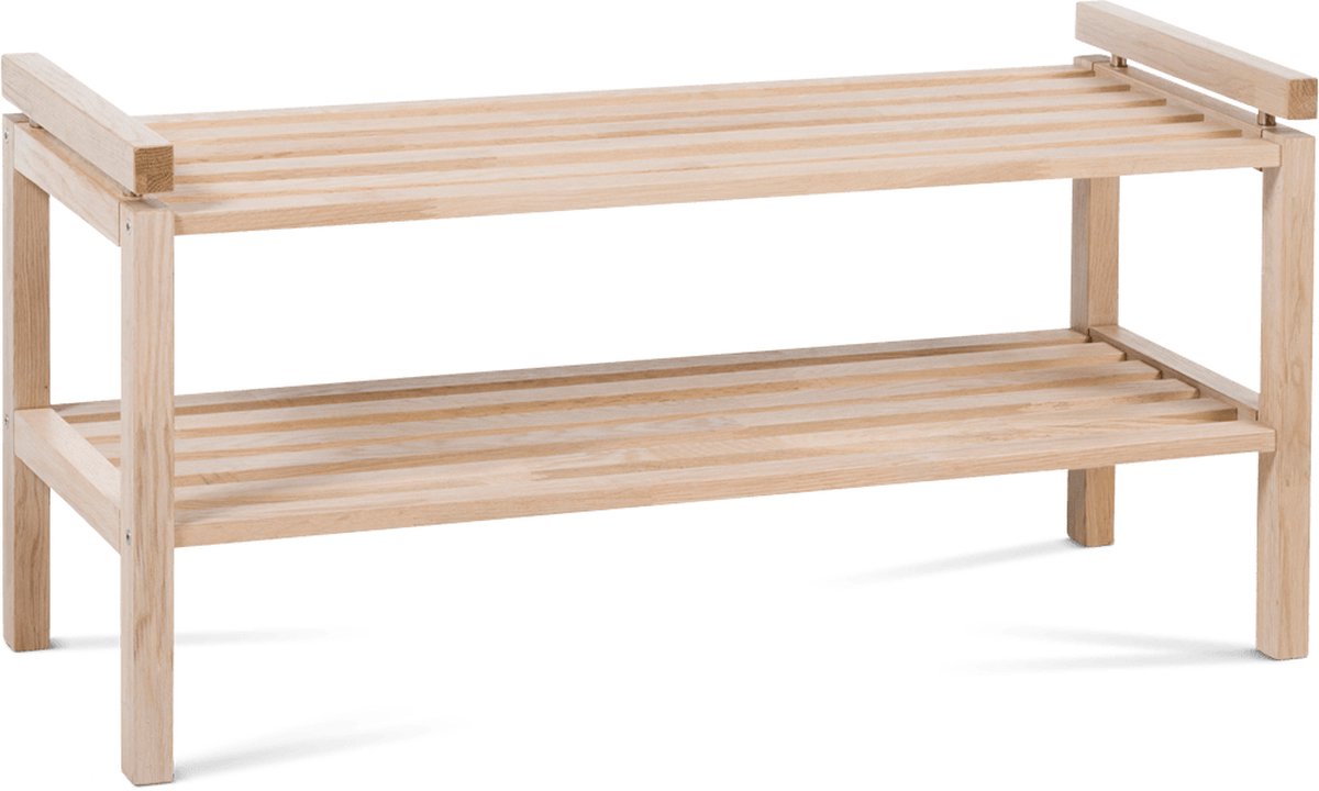 Rowico Home Confetti Schoenenrek Whitewash - Eiken - Houten Schoenenkast - Open - 6 Paar Schoenen - Hal - 80 x 30 x 40 cm