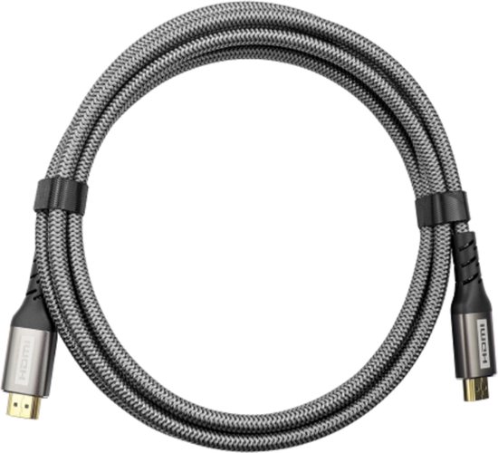 Qnected® HDMI 2.1 Kabel 2 Meter | Gen 2 Certified | 4K 120Hz & 144Hz 8K 60hz Ultra Hd Ultra High Speed 48 Gbps Ps5 Xbox Series X S Charcoal Black