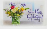 Verjaardag wenskaarten bloem 6 stuks met 3D applicatie - Felicitatie kaarten - Gefeliciteerd kaarten