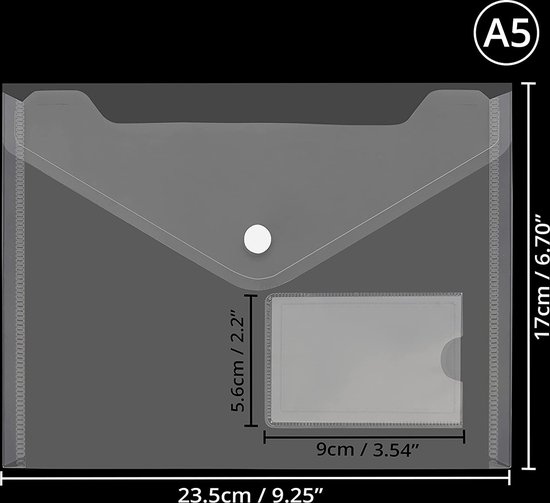 Pochette Porte-Document à Bouton Pression (Lot de 24), A5, 6 Couleurs  assorties, Chemise Transparente en Plastique avec fenêtre pour - Cdiscount  Bricolage