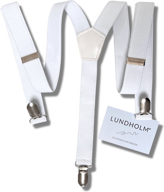 Lundholm Bretels heren volwassenen wit - hoge kwaliteit en stevige clip - Scandinavisch design | Lundholm Ystad serie
