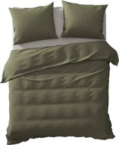 dekbedovertrek en coton Premium Gaufre vert - lits jumeaux (240x200/220) - haute qualité - aspect luxueux
