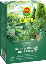 COMPO Meststof Hagen & Struiken - directe en lange werking 6 maanden - voor alle naaldbomen, hagen en groenblijvende gewassen - doos 2 kg