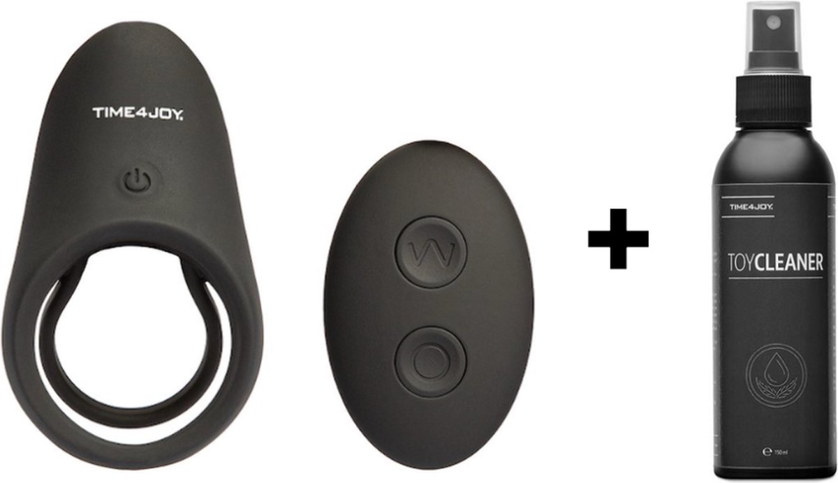 Goedkoopste Time 4 Joy® Vibrerende Cockring - Sex Toys voor Koppels - Sex Toys - Penisring - Inclusief spannend E-book - Met Afstandsbediening - Zwart - Inclusief Toycleaner 150ML