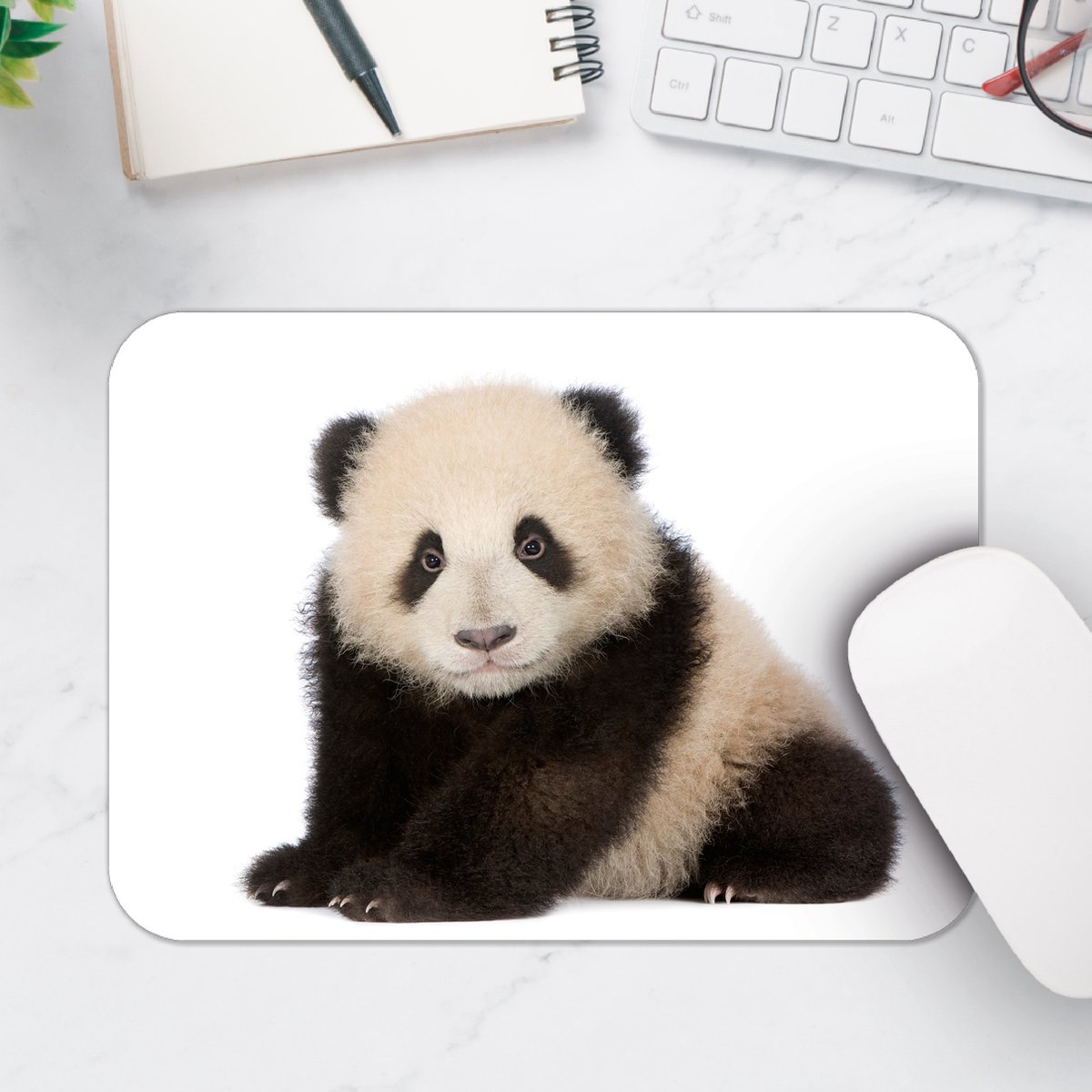 Muismat - Schattige Panda Welp - 25x18 cm - 2 mm Dik - Muismat van Vinyl