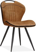 Eetkamerstoel Cross - Microvezel Luxor - Kleur Coganc - Verkoop per 2 - stoffen stoel industrieel -Aanbieding