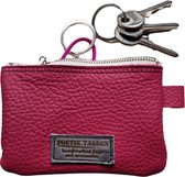 Toetie & Zo - Sleutelmapje - Leer - Fuchsia - Roze - Handgemaakt - Pasjesmapje - Leder - 12x8 cm