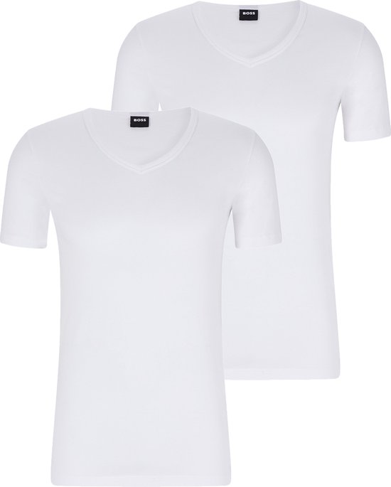 HUGO BOSS Modern stretch T-shirts slim fit (2-pack) - heren T-shirts V-hals - wit - Maat: XXL