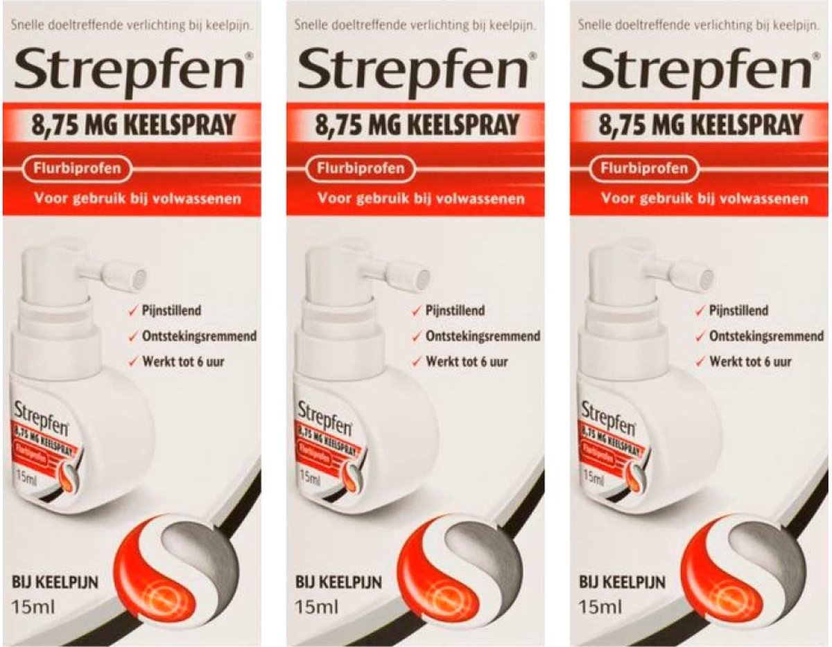 Goedkoopste Strepfen Keelspray 8,75mg - 3 x 15 ml