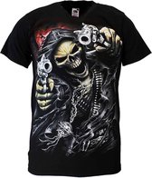 Reaper Skull T-Shirt 'Two Guns' Zwart/Rood