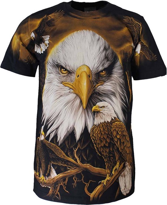 Rock Eagle All over Print Eagle T-shirt Zwart/WIt/Geel - Official Merchandise