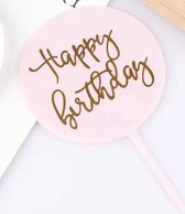 Akyol - Happy Birthday Taart Topper - roze/goud -Happy Birthday taart topper roze/goud- Taart topper - Cake topper - Happy birthday - Verjaardagstaart topper - Verjaardag - Taart prikker- Cake prikker – prikker