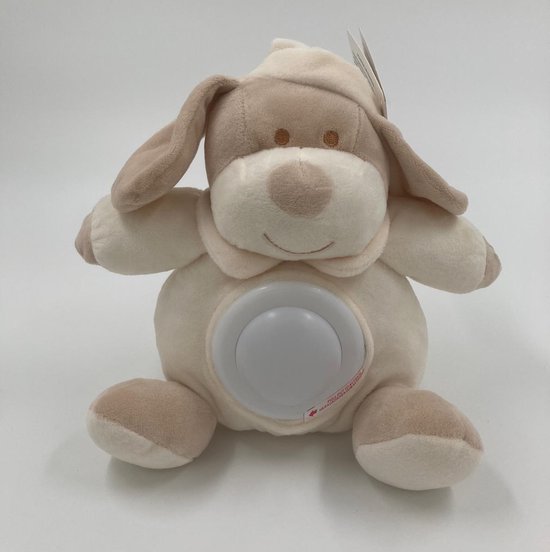 Baby knuffel BEIGE - model HOND met nachtlampje - voor kinderen - LED nachtlamp op batterij - meerdere kleuren knuffels verkrijgbaar – knuffelbeest met nachtlampje