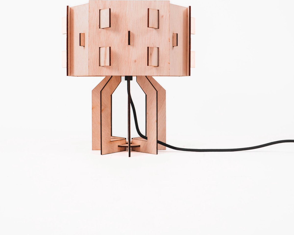 TESS tafellamp - WOMP - de houten lamp - tafellamp - lasergesneden - bouwpakket - multiplex - hout - e27 - sfeerlicht