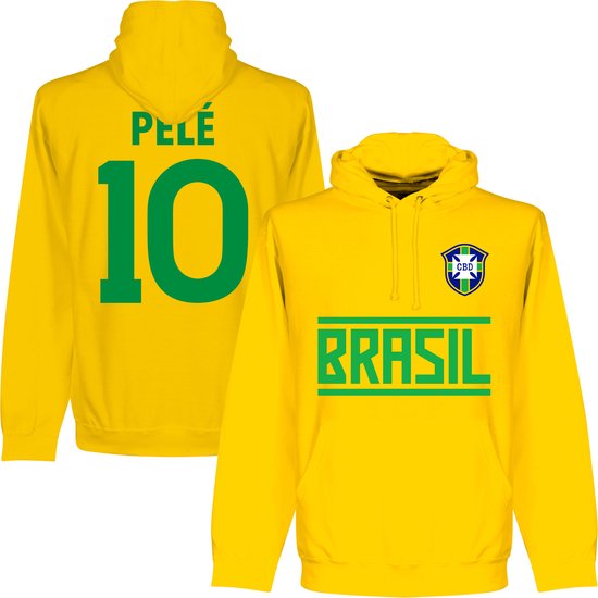 Brazilië Pelé 10 Team Hoodie - Geel - XXL