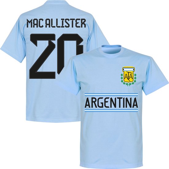 Argentinië Mac Allister 20 Team T-Shirt - Lichtblauw