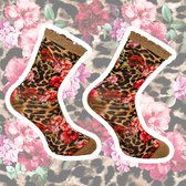 Sock My Leopard Flowers - damessokken - 39-42- naadloos- fleurige sokken -