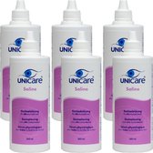 Unicare Saline zoutoplossing - 6 x 360 ml - zonder conserveermiddel - spoelvloeistof voor alle contactlenzen