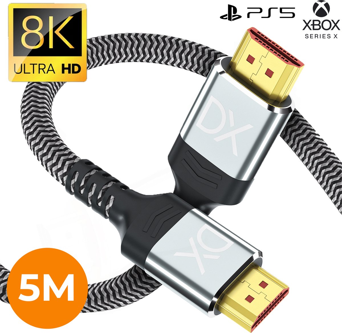 Douxe HDMI 2.1 Kabel - 4K Ultra High Speed (120hz) - HDMI Kabel 8K (60hz) - HDMI naar HDMI - HDMI-kabels - 5 Meter