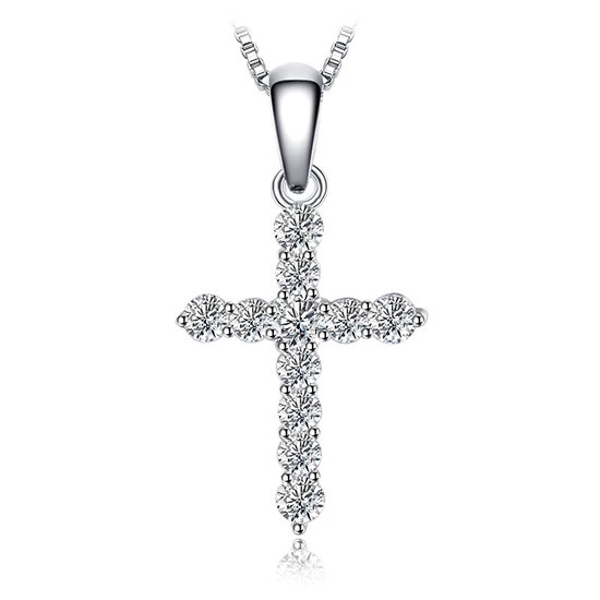 Zilveren Kruis | Hanger Geloof | Zirkonia | Sieraad Moederdag Cadeau | Sterling zilver 925 | RomyStones