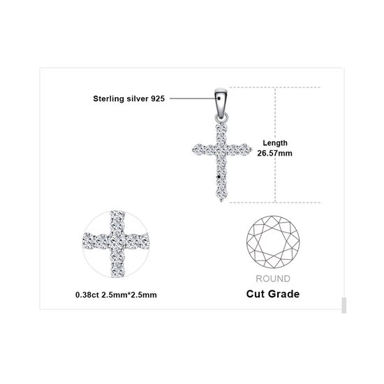 Croix d'Argent | Pendentif foi | Sans chaîne | Déployé avec Zirconia | Bijoux Cadeau Fête des Mères | Argent sterling 925 | RomyPierres
