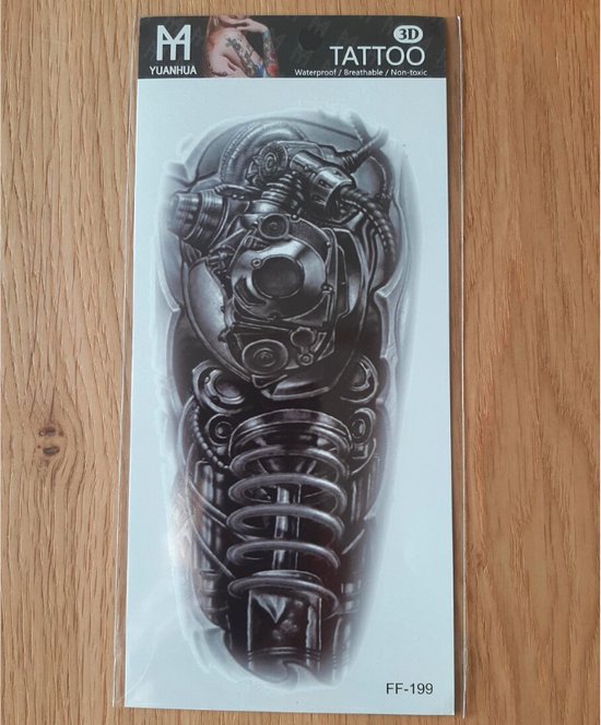 Tatouage Temporaire Robot Robotique Noir Et Blanc - Taille S, Envoi Gratuit - Idéal Déguisement