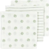 Meyco Baby Dot Stripe hydrofiele doeken - 3-pack - soft green - 70x70cm