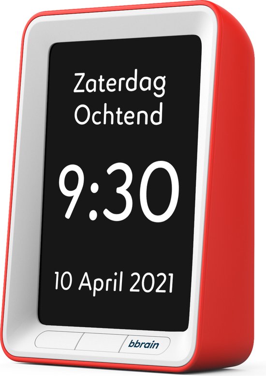BBrain Sprekende Kalenderklok | Gesproken herinneringen | Natuurlijke stem | Zelf herinneringen inspreken | Medicatie alarm | Rood