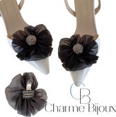 Schoenclips-Zwart-Bloem-Trouwen-Charme Bijoux