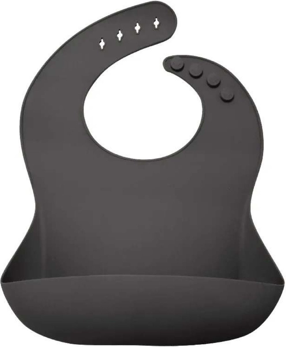 Goedkoopste Il Bambini - Slabbetje baby - kinderslab - siliconen slabbetje - slabbetje met opvangbak - verstelbaar - donkergrijs