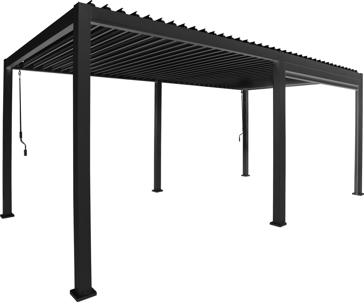 Mirador Pull Down Zijscherm - 400 cm - Antraciet - Zijscherm voor Mirador terrasoverkapping - Voor meer privacy, beschutting, schaduw onder uw overkapping