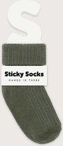 Sticky socks - babysokjes die niet afzakken -0-3 M - Mossy - 100% biologisch katoen - antislipzone - Nederlands design