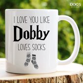 I love you like Dobby loves socks mok - Harry potter - Moederdag cadeautje - Hogwarts Legacy - Verjaardag cadeau vrouw - Cadeau voor man - Cadeau voor vrouw - Mok met tekst - Mokken - Best Cadeautjes - Koffie mok