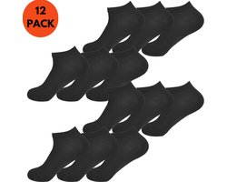 Enkelsokken Heren Dames | Katoen | Unisex | 12-Pack | Zwart | Maat 35-40 | Korte Sokken | Enkelsokken Unisex
