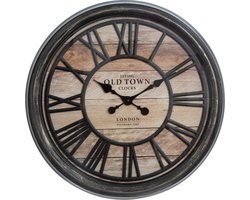 Wandklok bruin - diameter 49 cm - Woonkamer Klok Industrieel - Landelijke wandklok - Keukenklok - Vintage Klok -