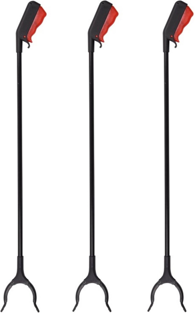 Goedkoopste Afvalgrijper - 3x - grijphulp - 80 cm - multifunctioneel - draaibare kop - kunststof - grijptang