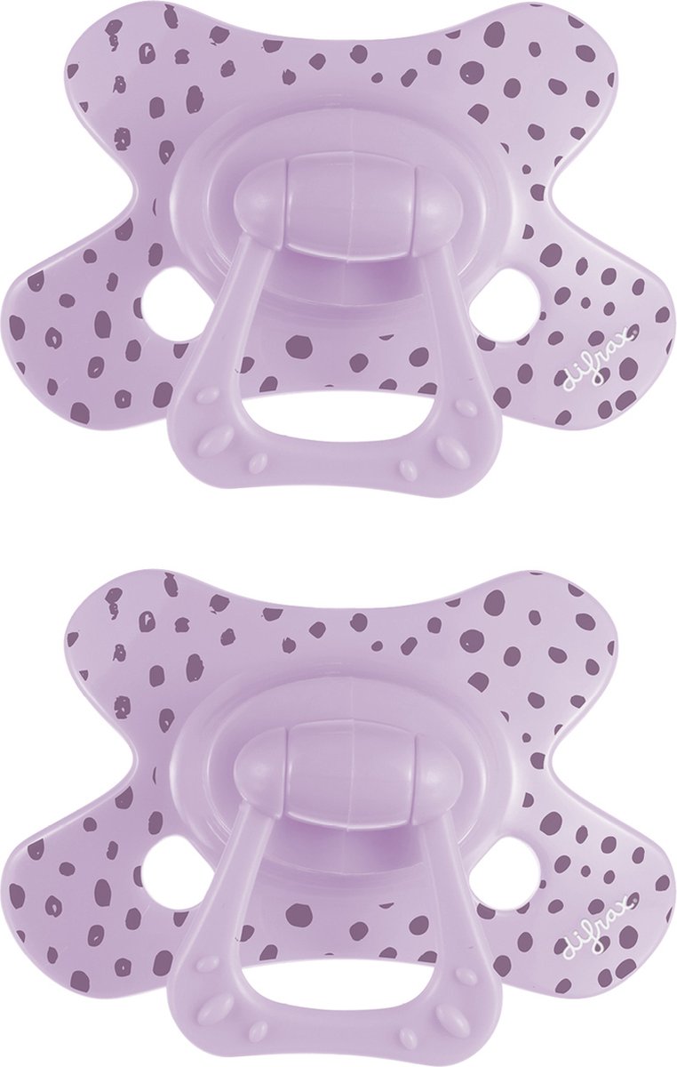 Goedkoopste Difrax - Natural Fopspeen - 6 Maanden - Paars Speen met Lila Stipjes - 2 st.